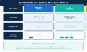 AI Overviews vs AI Mode vs Featured Snippets